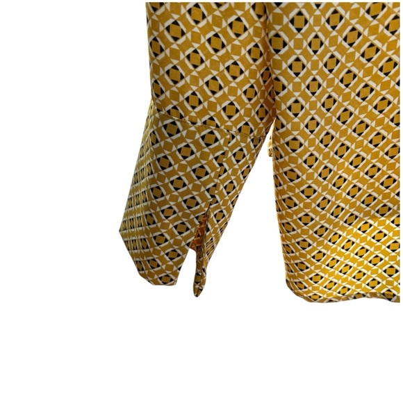 Jones Yellow & Blk Patterned Women’s S Buttoned Up Blouse w/wide Split Cuffs - Picture 5 of 8